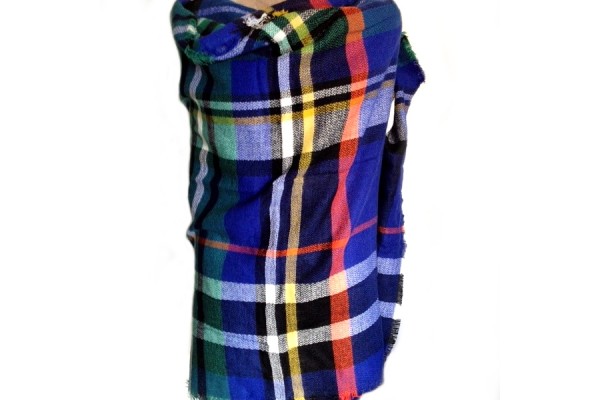Écharpe Edinburgh Cashmere Square Tartan - Blue/Vert