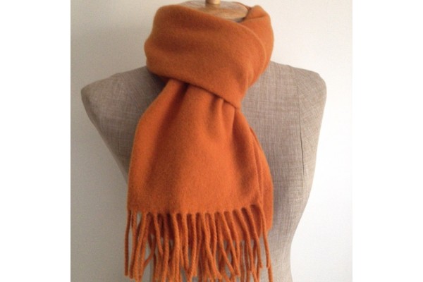 Écharpe D'hiver Chaude En Laine Verte Et Orange - 11x68 Pouces - Unisexe - Neuf Sans étiquette