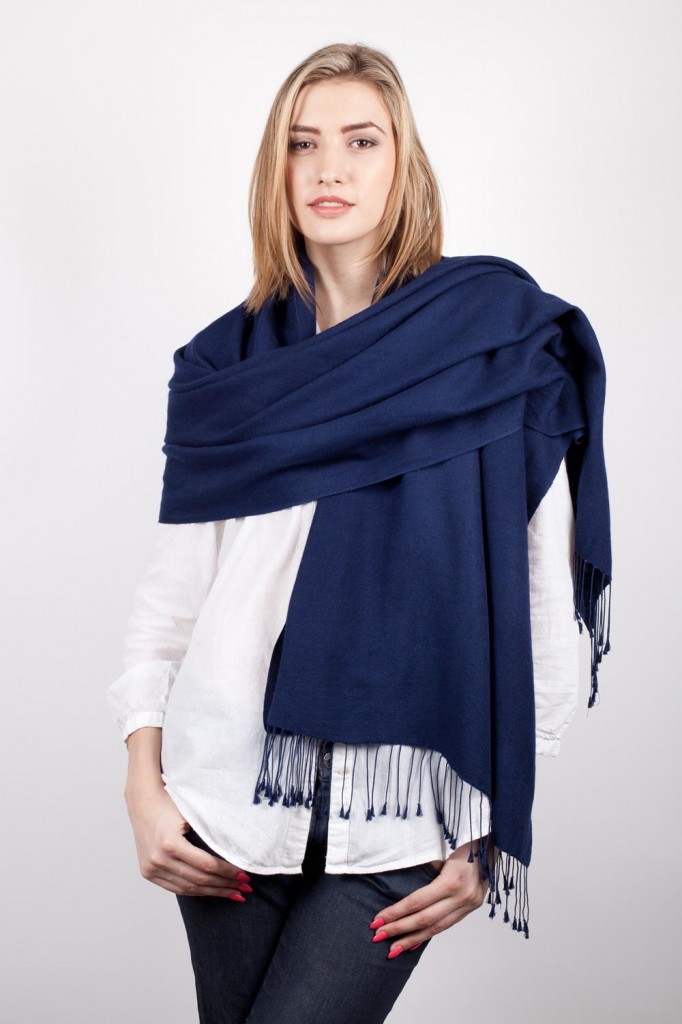 pashmina echarpe bleu