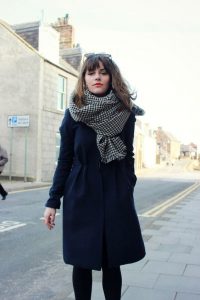 Écharpe bleu clair en mohair et laine avec maxi logo