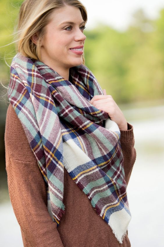 Écharpe homme à carreaux, en laine, chic, gris et jaune